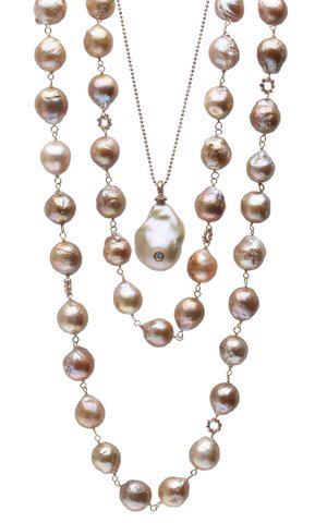 Dominique Cohen 42" Soufflé Pearls and Fireball Pearl Drop with Diamond Insert