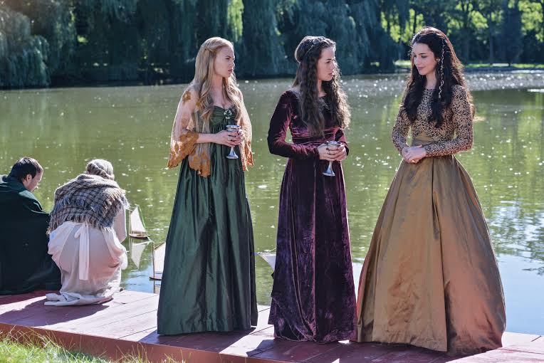 Celina Sinden as Greer, Anna Popplewell as Lola and Adelaide Kane as Mary, Queen of Scots