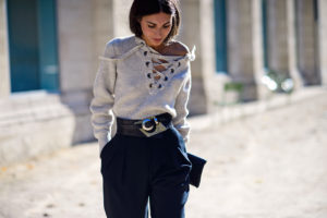 Isabel-Marant-Lace-up-Sweater-street-style